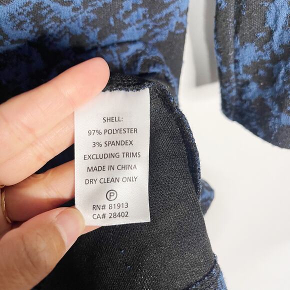 Plenty by Tracy Reese Small S Black Blue Jacquard Knit Dress Drop Waist Flared - Picture 7 of 10